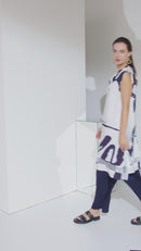 Cutaway Collar Dress - White/navy