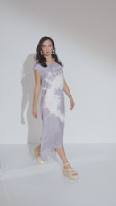 Tie Dye Placement Print Dress - Mink