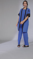 Side Print Pleated Wave Jacket - Cobalt/black