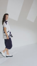 Short Revere Collar Jacket - White/navy