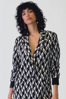 Geometric Print Trousers - Black/moonstone