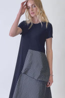 Asymmetrical Dress - Midnight Blue/white