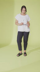 Front Pockets Embossed Top - Cream