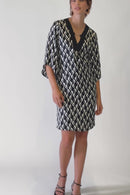 Geometric Print Dress - Black/moonstone