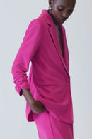 Shirred Sleeves Blazer - Ultra Pink