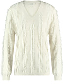 Blue Dimension V Neck Jumper - Whisper White
