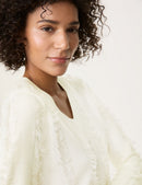 Blue Dimension V Neck Jumper - Whisper White