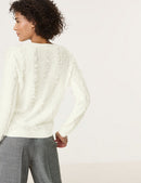 Blue Dimension V Neck Jumper - Whisper White