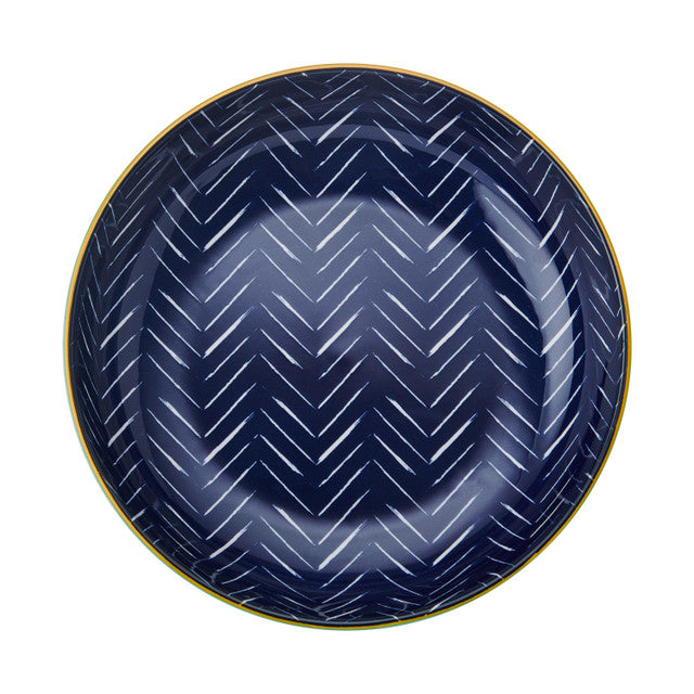 Indigo Chevron Stoneware Bowl