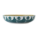 Green Leafy Pattern Stoneware Bowl