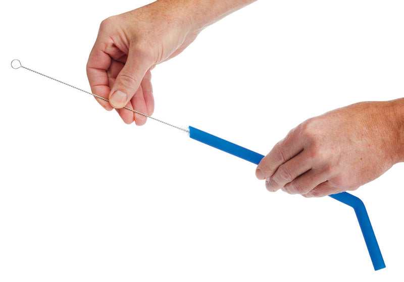 Set of Six Silicone Straws with Cleaning Brush