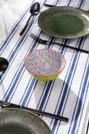 Green and Blue Geometric Stoneware Nibble Bowl - 12cm