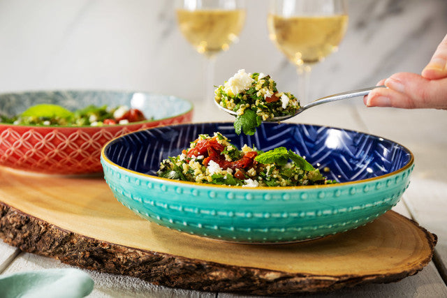 Indigo Chevron Stoneware Bowl