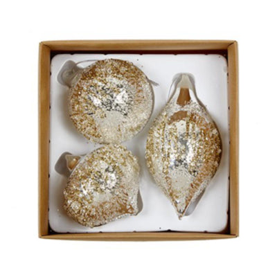 Set of 3 Silver Glisten Decorations