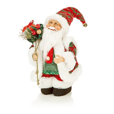 36cm Burgundy Wind Up Musical Santa with Movement