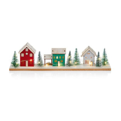 40cm Lit Wooden Houses