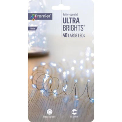 40 Large LED Ultra Brights - White