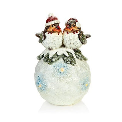 19cm Lit Robin on Snowball