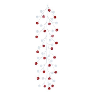 Red & White Frosted Pom Pom Garland