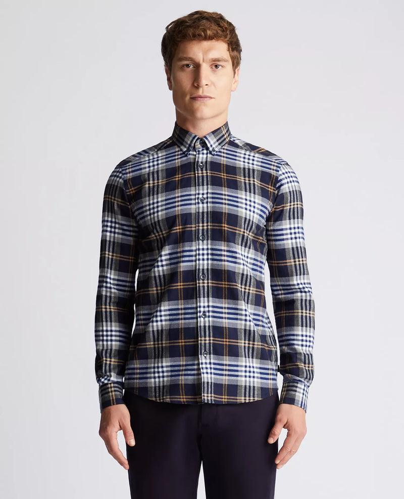 Slim Fit Check Shirt - Slate Blue