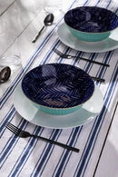 Indigo Chevron Stoneware Ramen Bowl - 21cm
