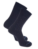 2 Pack Pin Cotton Socks - Navy