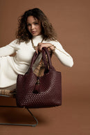 Saskia Woven Tote - Cherry