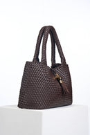 Saskia Woven Tote - Chocolate