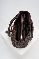 Saskia Woven Tote - Chocolate