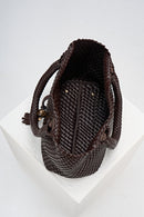 Saskia Woven Tote - Chocolate
