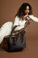 Saskia Woven Tote - Chocolate