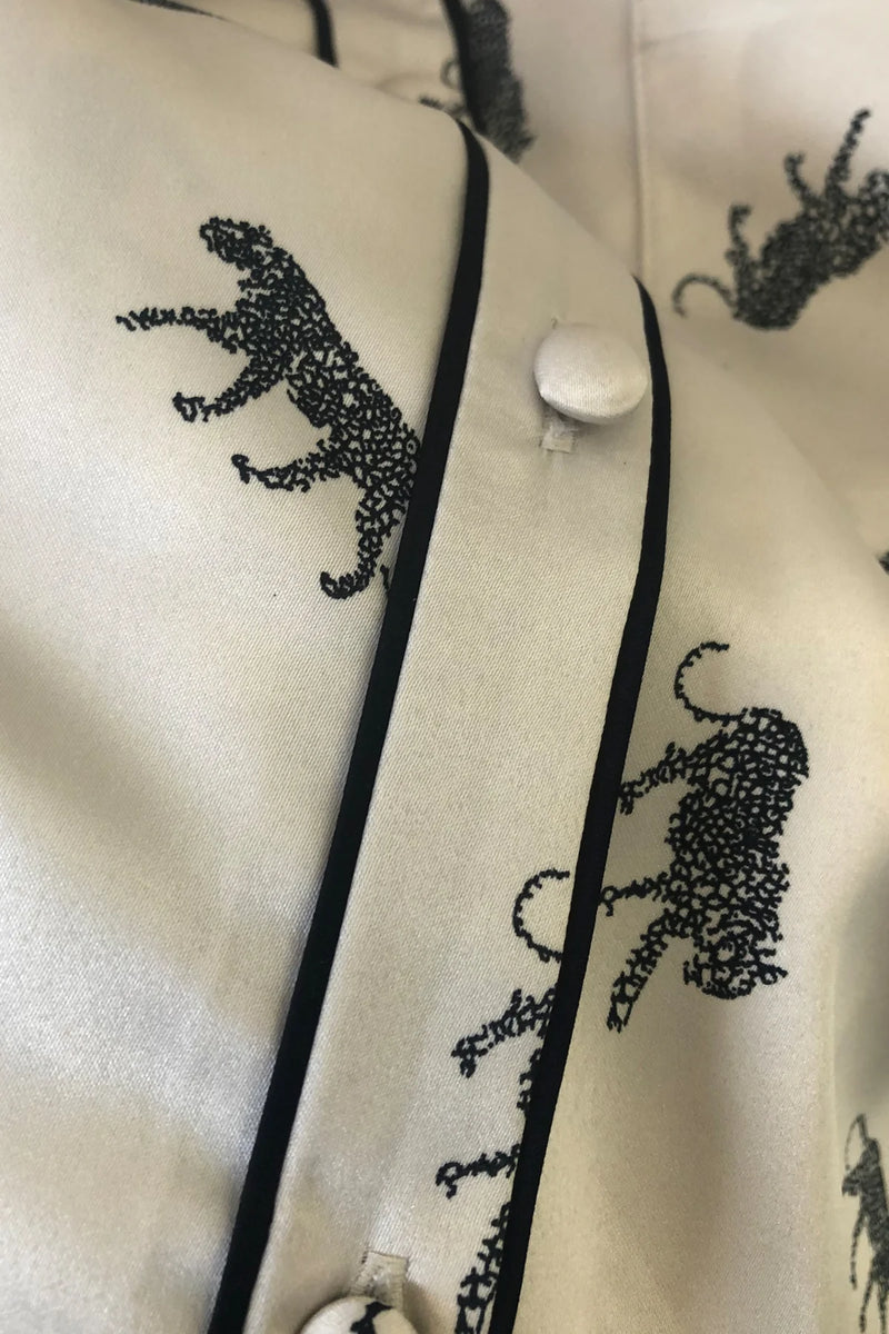 Satin Tiger Print Pyjama - Oatmeal