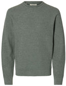 Ross Round Neck Jumper - Balsam Green Aqua Gray
