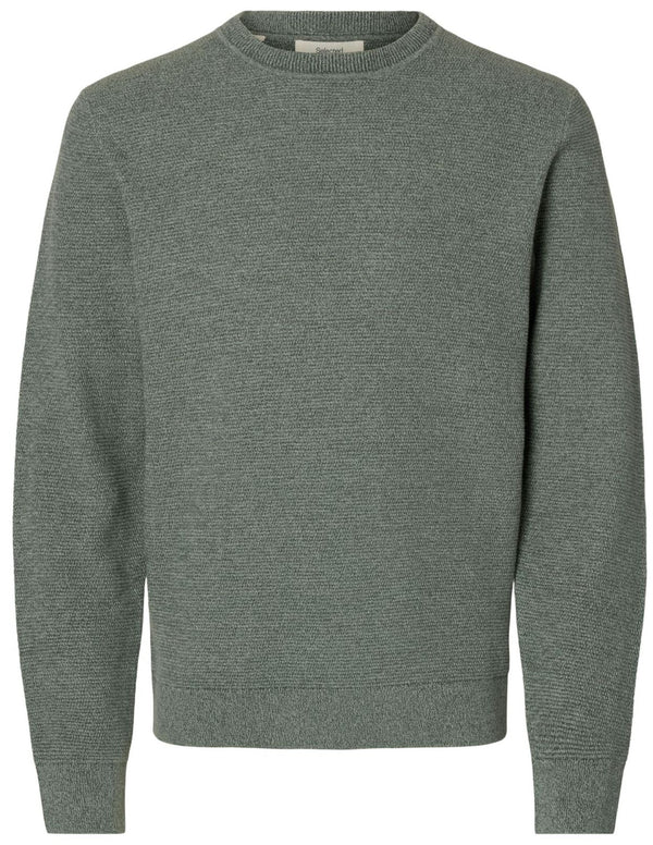 Ross Round Neck Jumper - Balsam Green Aqua Gray