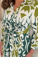 Isabella Tie Front Dress - Green Floral