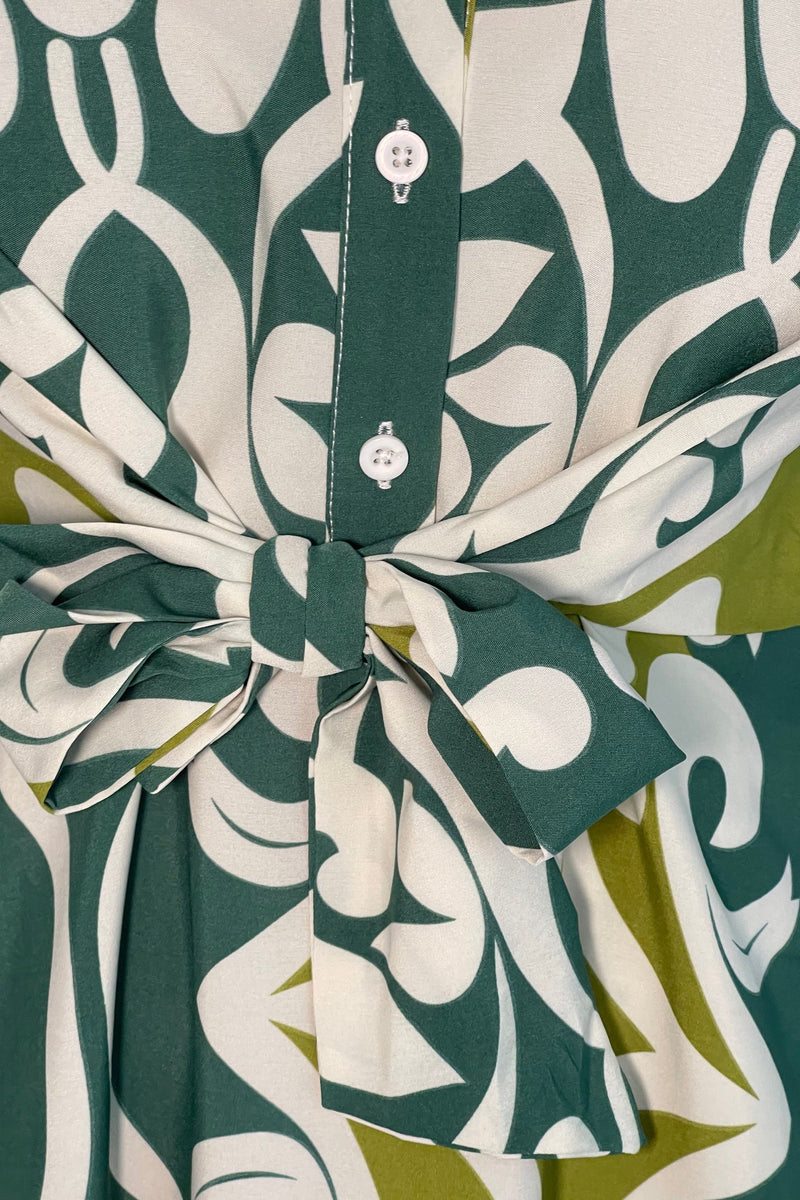 Isabella Tie Front Dress - Green Floral