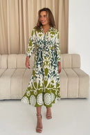 Isabella Tie Front Dress - Green Floral