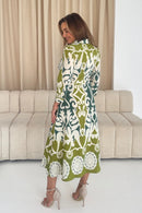 Isabella Tie Front Dress - Green Floral