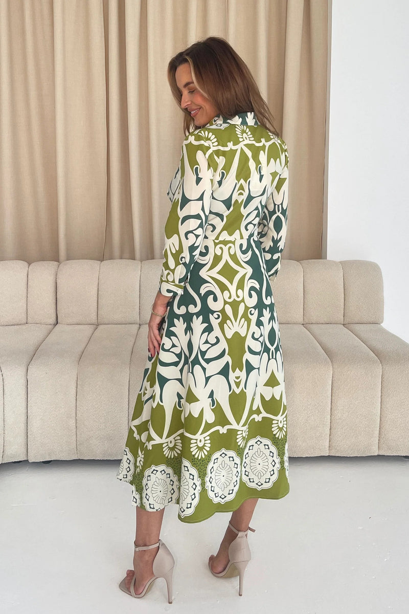 Isabella Tie Front Dress - Green Floral