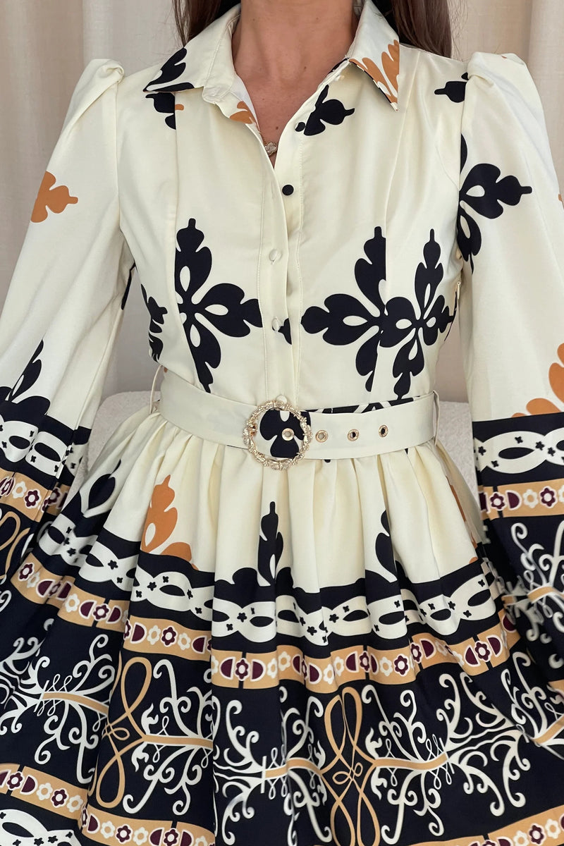 Holland Shirt Mini Dress - Cream