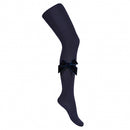 Side Velvet Bow Tights - Navy