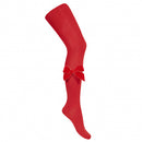 Side Velvet Bow Tights - Red