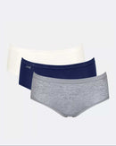 Basic 3 Pack Midi Brief - Navy, Grey & Ecru