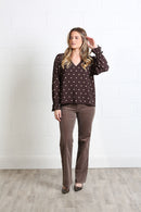 Sophia Polka Dot Top - Chocolate Dot