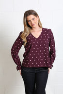 Sophia Polka Dot Top - Burgundy Dot
