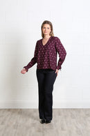 Sophia Polka Dot Top - Burgundy Dot