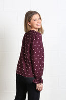 Sophia Polka Dot Top - Burgundy Dot