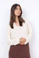 Radia 150 Split Neck Blouse - Cream