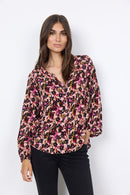 Talena Split Neck Blouse - Cardinal
