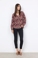 Talena Split Neck Blouse - Cardinal